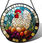 DASTOLL Stained Glass Window Hanging White Chicken Hatching Eggs 6.3" by DASTOLL
