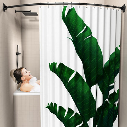 Curved Shower Curtain Rod, TENOVEL Round 42-73 Inches Shower Rods for Bathroom Adjustable, Rounded Bowed Stainless Steel Shower Rods Customized for for Bathtub, Stall, Need to Drill-Matte Black