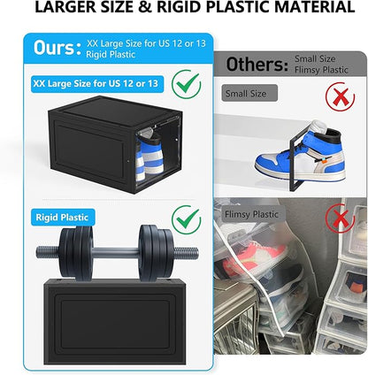 12 Pack Hard Sturdy Thickened Rigid XX Large Shoe Storage Organizer - Image 5