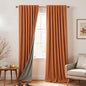 KOUFALL Retro Curtains 90 Inches Long Blackout Linen Dark Orange MCM Mid by KOUFALL