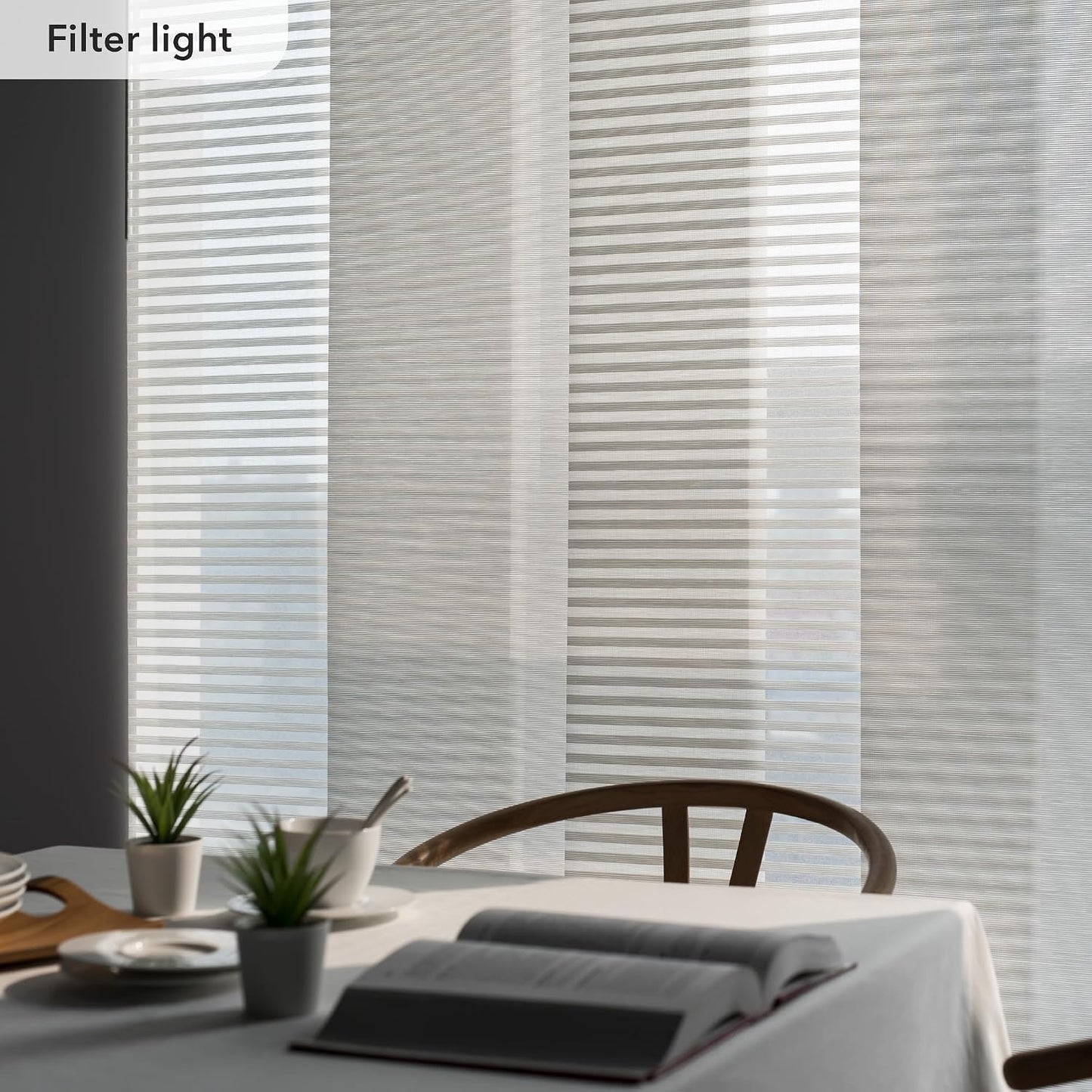 Panel Blinds Semi-Sheer 45.8"-86" x 96", Eclipse | Semi-Sheer Hanging Panel Room Divider for Windows and Doors with Adjustable Track and Trimmable to 96"
