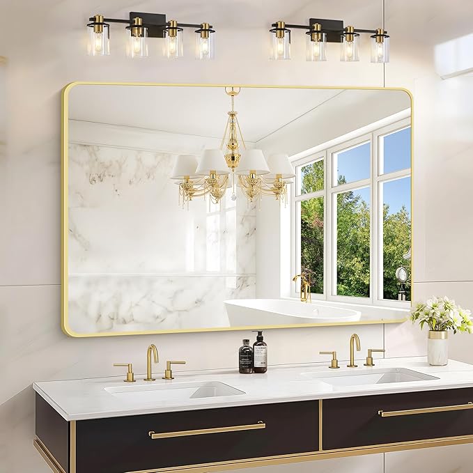 36"x48" Bathroom Mirror, Large Rectangular Wall Mirror, Rounded Corner Vanity by WelcometoCIVENO