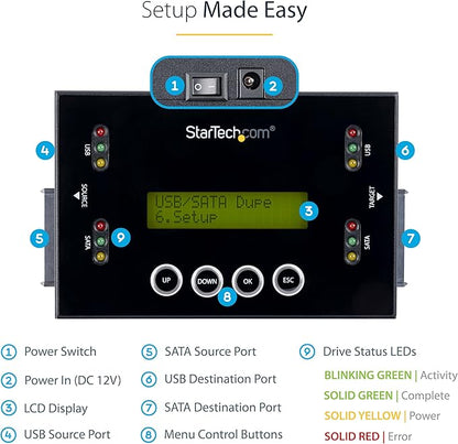 StarTech.com 1:1 Standalone Hard Drive and USB Thumb Drive Duplicator/Eraser - Image 4