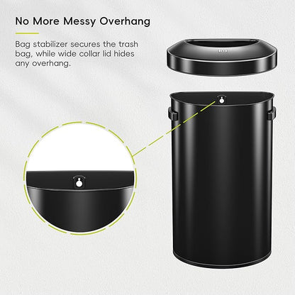 EKO Urban 16 Gallon Semi-Round Open Top Waste Bin, Stainless Steel Half Round - Image 5