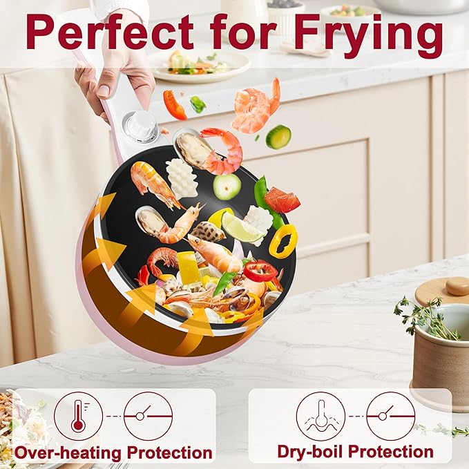 Dezin Hot Pot Electric Upgraded, Non-Stick Sauté Pan, Rapid Noodles Electric Pot - Image 2