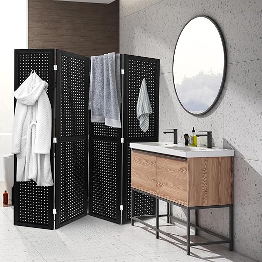 Babion 4 Panel Pegboard Display, Peg Board Room Divider Freestanding Folding - Image 2
