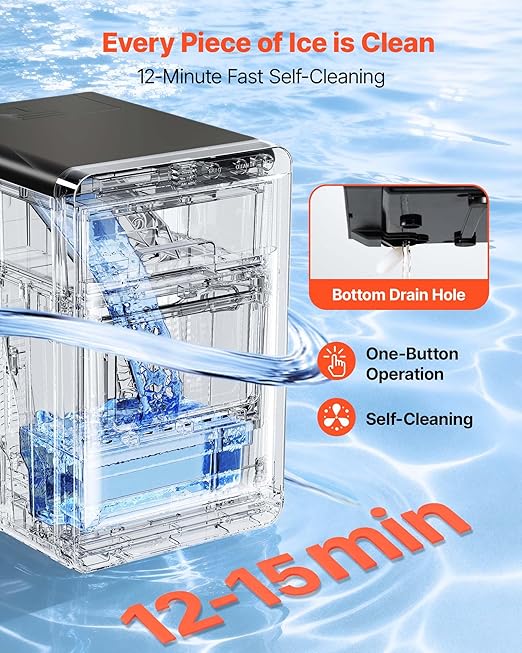 VEVOR Countertop Ice Maker, 44 lbs per Day, Self-Cleaning Portable Machine - Image 5