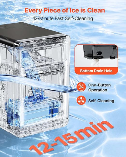 VEVOR Countertop Ice Maker, 44 lbs per Day, Self-Cleaning Portable Machine - Image 5