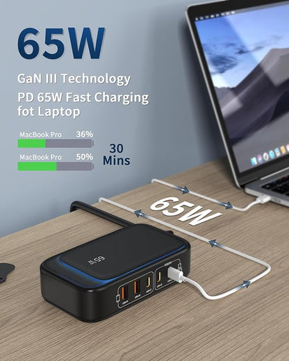 KWRNVO 7-in-1 Power Strip, 85W PD USB C Power Strip - Image 3