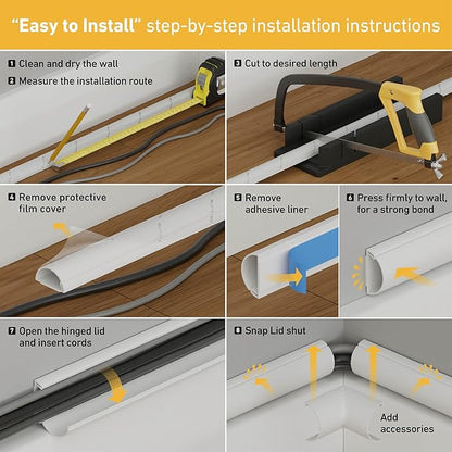 D-Line Cord Cover, Decorative Wall Cord Hider, Paintable Cable Concealer - Image 8