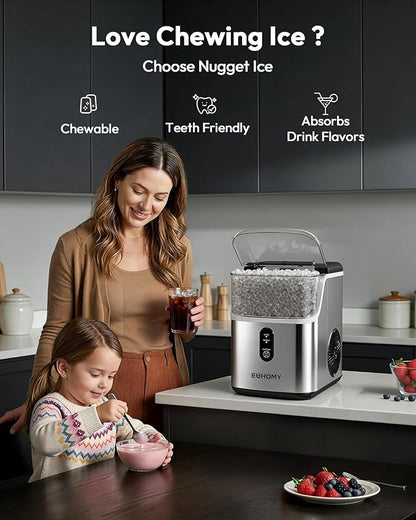EUHOMY Nugget Ice Maker Countertop, Ready in 7 Mins, 34Lbs/24H Pebble Ice Maker - Image 4