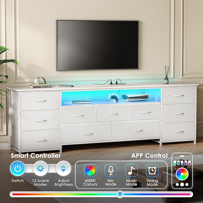 Huuger 70 Inch TV Stand for 75, 80 Inch TV, 11 Drawer Long Dresser - Image 4