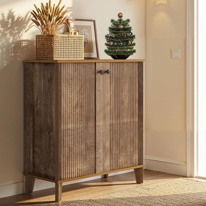 LITTLE TREE Shoe Cabinet with Doors, 5-Tier Shoe Cabinet by LITTLETREE