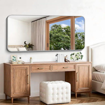 Silver Bathroom Mirror, 72 x 30 Inch Large Rectangle Mirror, Rectangular Vanity - Image 5