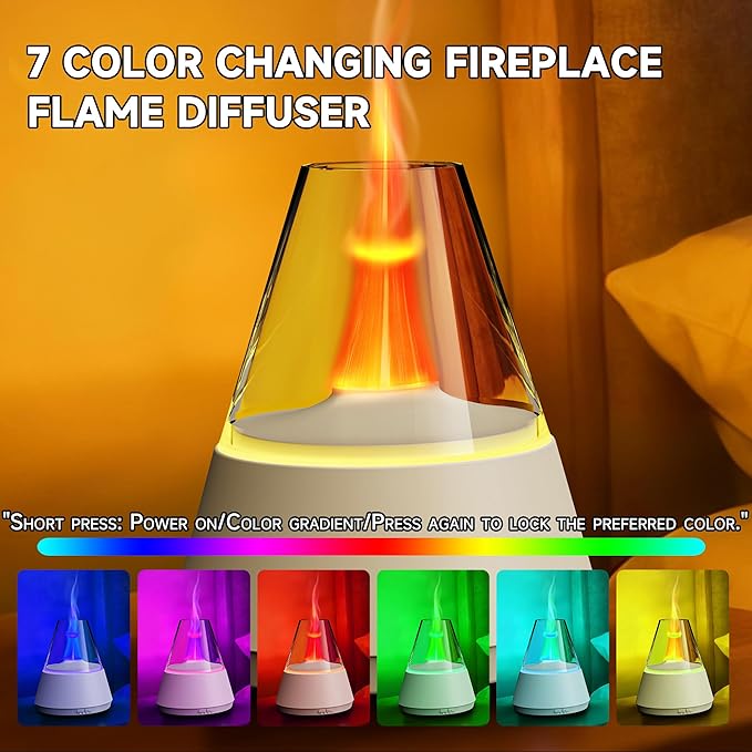 Essential Oil Diffuser, 7 Colors Flame Effect Aroma Humidifier - Image 5