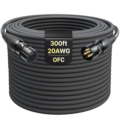 XLR Cables 300ft 1 Pack, Professional Gold-Plated Rean Connectors from Neutrik by AA
