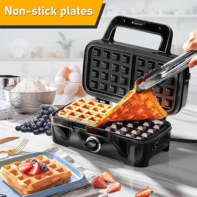 3-in-1 Belgian Waffle Maker 1200W, Breakfast Sandwich Maker & Waffle Iron - Image 7