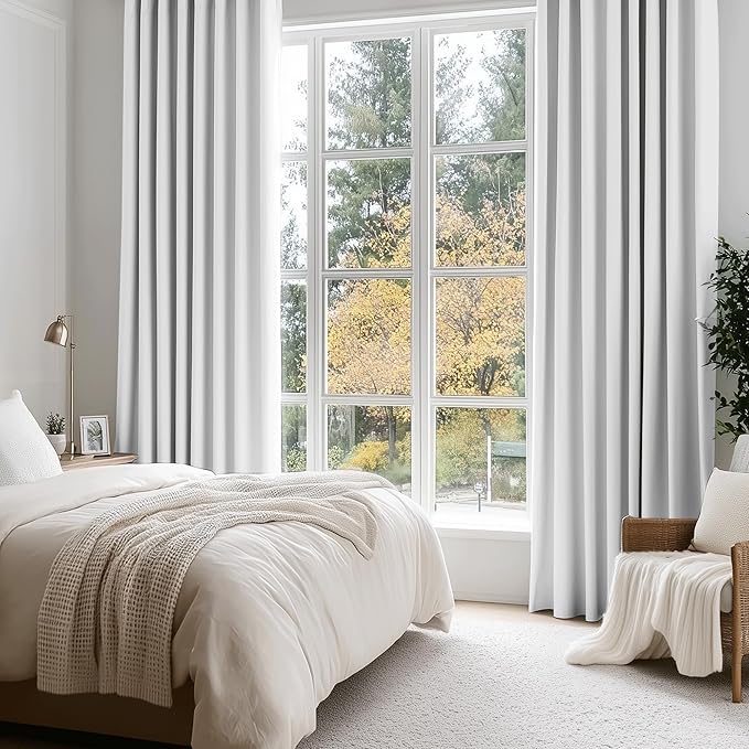 Beauoop White 100% Blackout Curtains 84 Inch Long 2 Panels - Image 5