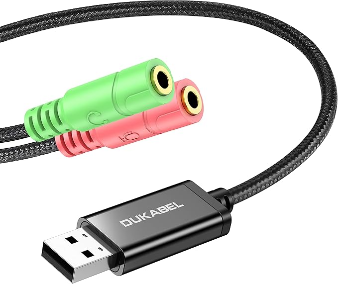 Long USB Audio Adapter, DuKabel USB to 3.5mm Jack TRS AUX Adapter by DuKabel