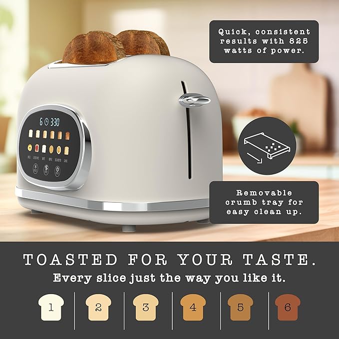 Rae Dunn Retro Digital Electric Toaster, 2 Slice Stainless Steel Toaster - Image 5