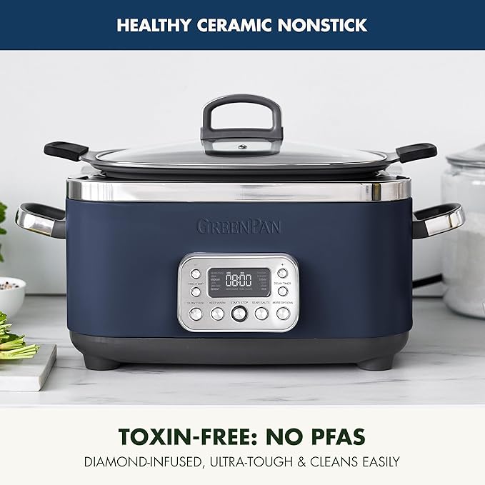 GreenPan Elite 14-in-1 Nonstick 6QT Electric Slow Cooker, PFAS-Free Ceramic - Image 2
