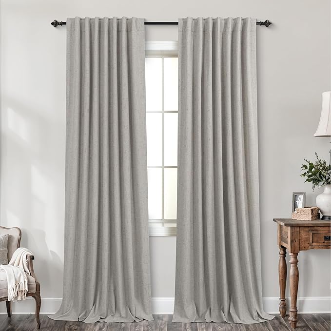 KOUFALL 92 Inch Blackout Curtains, Boho Taupe Pleated Curtains - Image 9