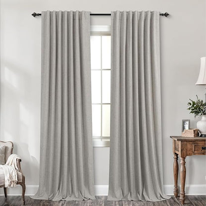 KOUFALL 92 Inch Blackout Curtains, Boho Taupe Pleated Curtains - Image 9