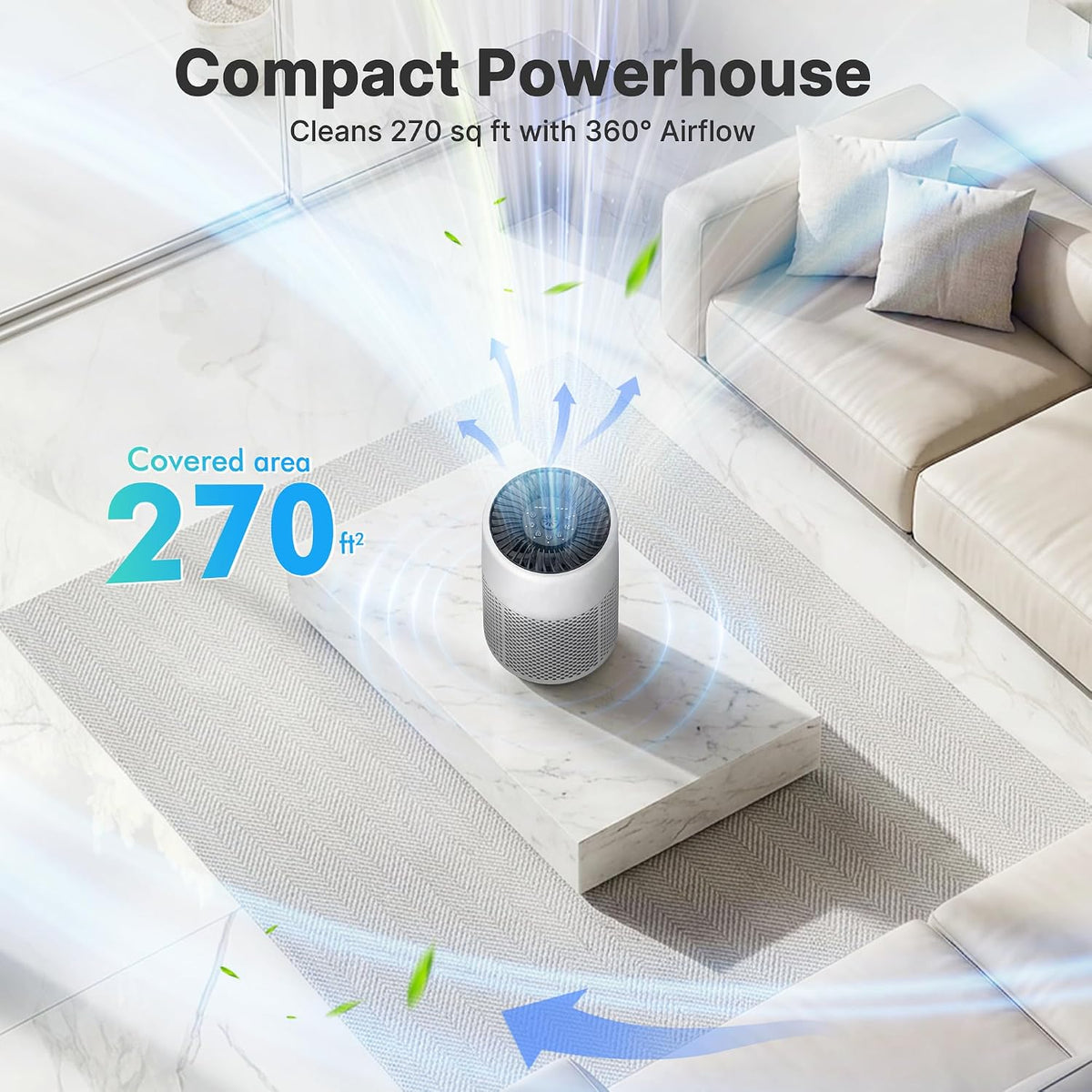 air purifiers for bedroom home, true hepa filter shown in use
