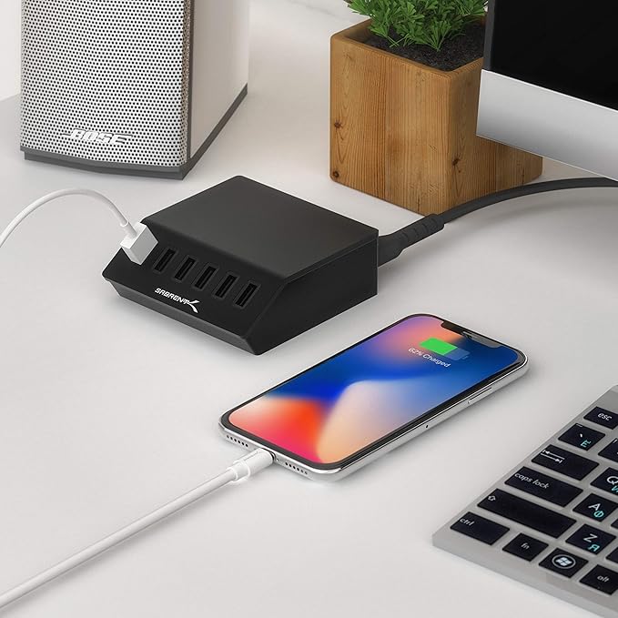 SABRENT Premium 60 Watt 6 Port Aluminum Family Sized Desktop USB Rapid Charger. - Image 9
