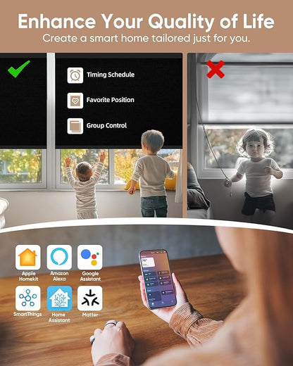 Kincmo Motorized Blinds with Remote, 100% Blackout Motorized Roller Shades Work - Image 3
