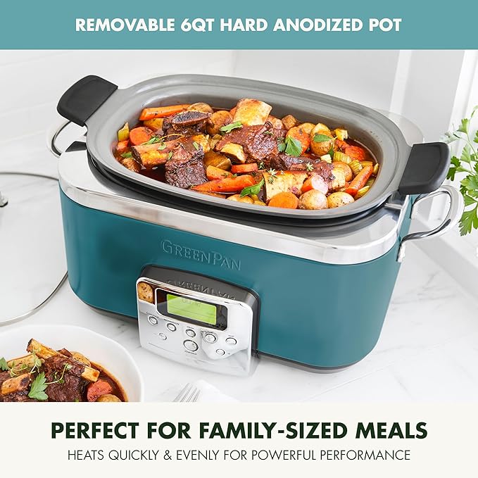 GreenPan Elite 8-in-1 Programmable 6QT Electric Slow Cooker, Dishwasher Safe - Image 5