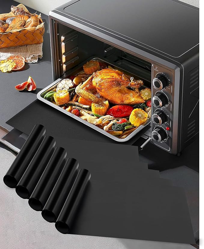 5 Pack Oven Liners for Bottom of Oven, 17x25" Large Heavy Duty Non-Stick by Buself