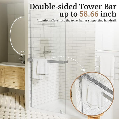 36" W x 76" H Fixed Glass Shower Panel, Frameless Shower Glass Panel - Image 3