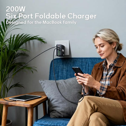 2 Pack USB C Charger Block 200W, 6 Port Foldable Fast Charger Type C Charger - Image 7