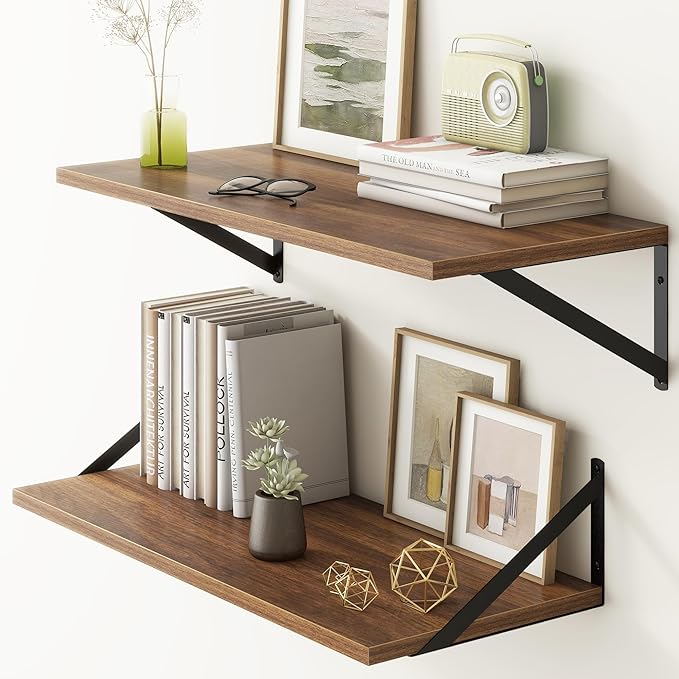 Fun Memories 27.5" W x12 D Floating Shelves, Large Wall Shelves 27.5 Inch Long by FunMemories