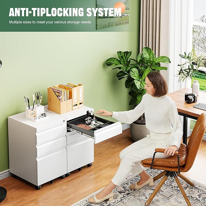 Letaya 3 Drawer Mobile File Cabinet - Image 4