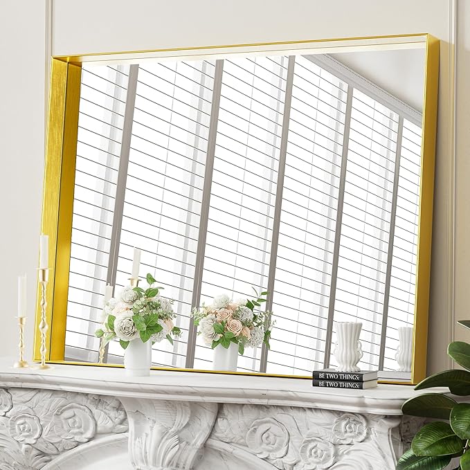 Koonmi 30x40 Inch Metal Framed Bathroom Mirror - Image 3