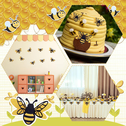 24pcs 3D Bee Stickers, 2 Sizes Tiny Ornaments for Honey Bee Party Wall Decor, Crafts, Embellishments, Clings - Perfect Decorations for Home Windows Parties