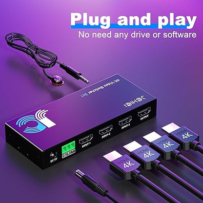 HDMI Switch 3 in 1 Out 4K@60Hz, 3Ports HDMI Switcher Splitter Selector - Image 7