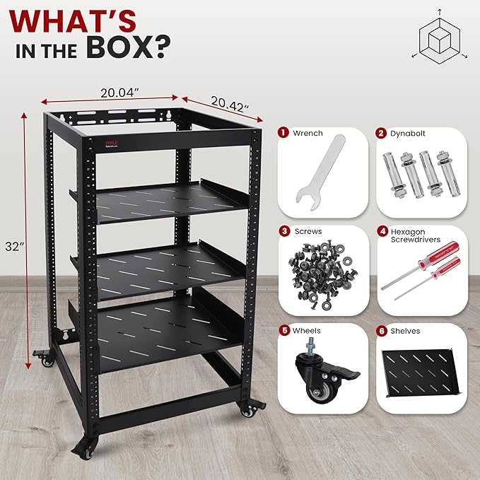 Pyle 20U Open Frame Server Rack - Image 7