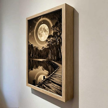 URVIP LED Glowing Photo Frame, 3D Starry-Sky Blue Moon Wall Art, 9x12 Inches - Image 4
