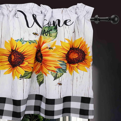 3 Piece Sunflower Kitchen Curtains and Valances Set for Windows Sunflower Art Kitchen Window Curtains Over Sink Decor 27.5x36 in