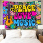 70s Music Tapestries Groovy Tapestry, Hippie Tapestry, 40x30inches | Peace Love Art Wall Hanging Tapestries, Psychedelic Tapestry, Soft Flannel, Bedroom, Dormitory, Office, Party Decor Banner