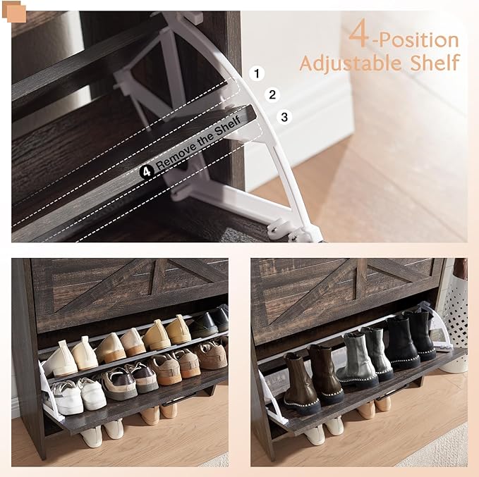 Shoe Storage Cabinet, Farmhouse Shoe Organizer - Image 6