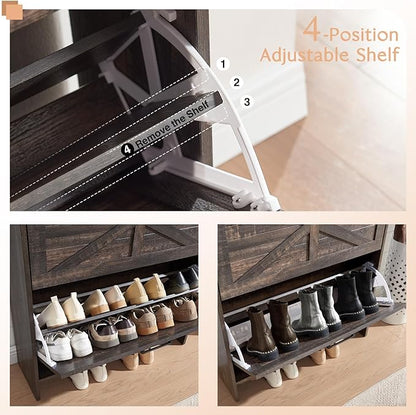 Shoe Storage Cabinet, Farmhouse Shoe Organizer - Image 6