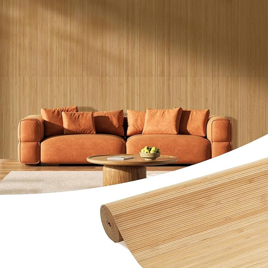 OUZUGIE 1 Pack 96x48 Inch Natural Bamboo Wall Panel – Twinned Carbides Pole by OUZUGIE