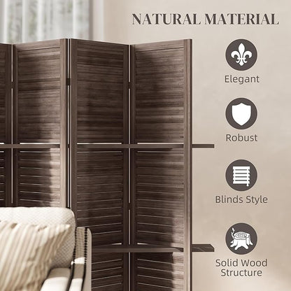 HOMCOM Room Divider, 4 Panel 67" Tall Wood Privacy Screen - Image 5