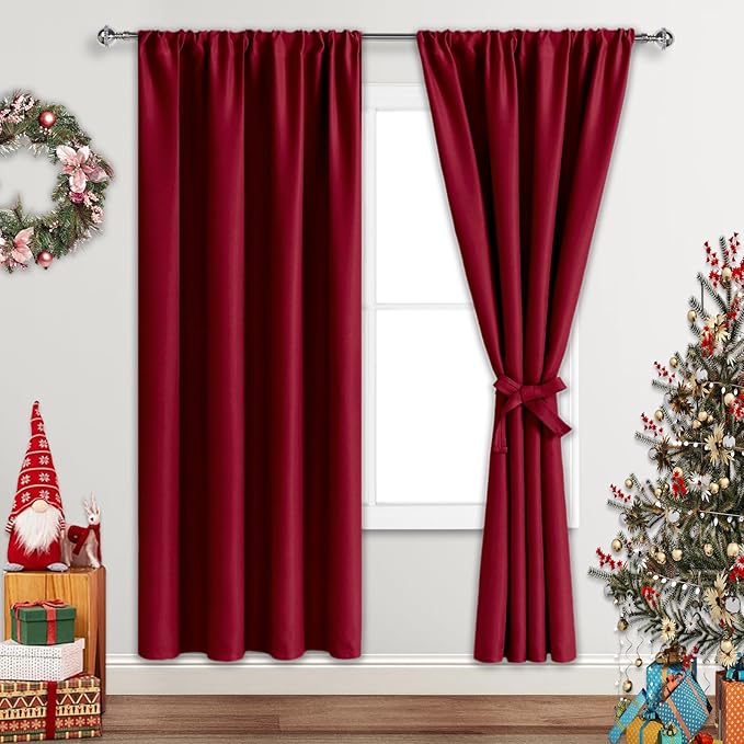 JIUZHEN Red Curtains for Bedroom by JIUZHEN