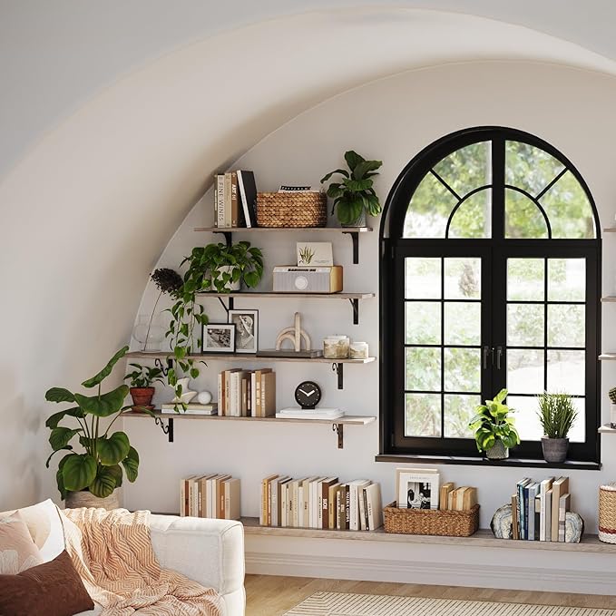 DINZI LVJ Long Wall Shelves, 39.4" Large Floating Shelves Set of 2, Farmhouse - Image 2