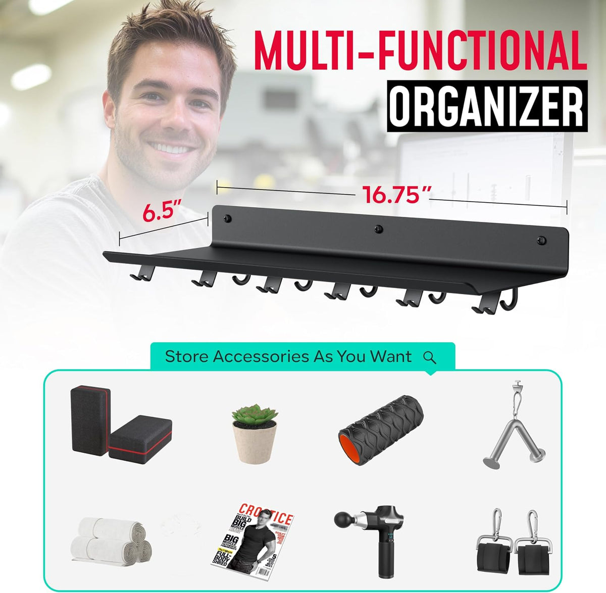 1-tier floating shelf compatible with tonal 1 & shown in use